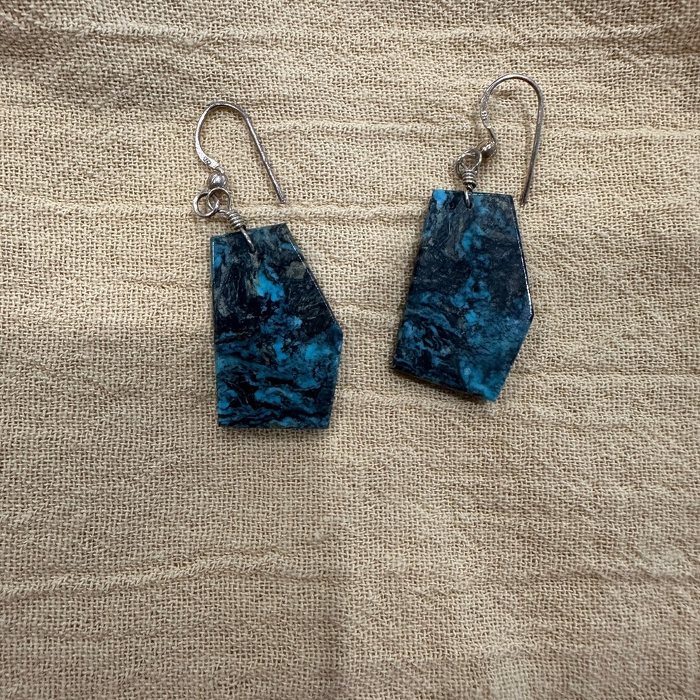 Native American turquoise slab earrings